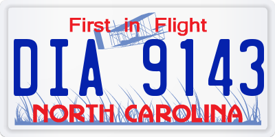 NC license plate DIA9143