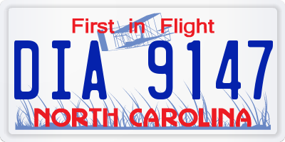 NC license plate DIA9147