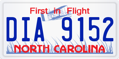 NC license plate DIA9152
