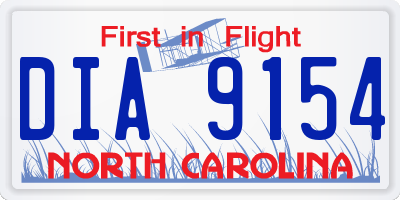 NC license plate DIA9154