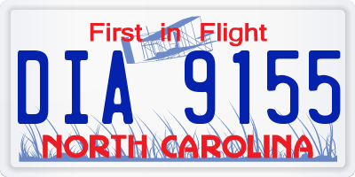 NC license plate DIA9155