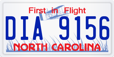 NC license plate DIA9156