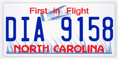 NC license plate DIA9158