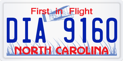NC license plate DIA9160