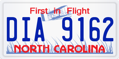 NC license plate DIA9162