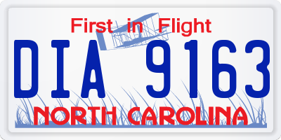 NC license plate DIA9163