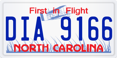 NC license plate DIA9166