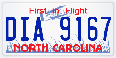 NC license plate DIA9167