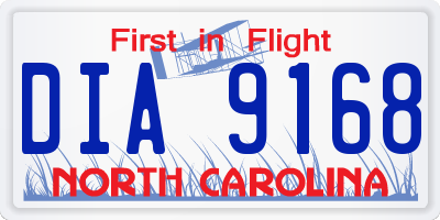 NC license plate DIA9168