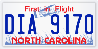 NC license plate DIA9170