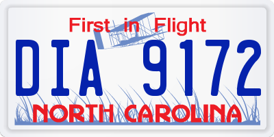 NC license plate DIA9172