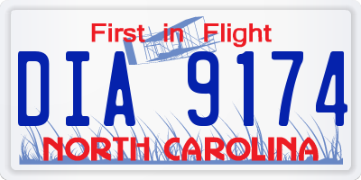 NC license plate DIA9174