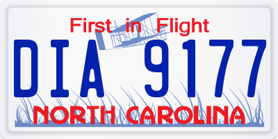 NC license plate DIA9177