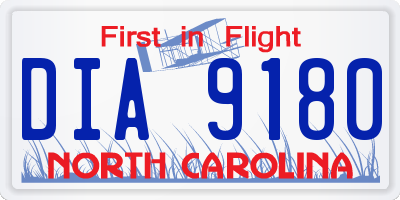 NC license plate DIA9180