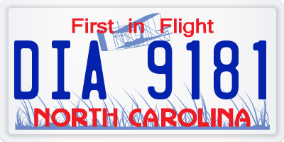 NC license plate DIA9181