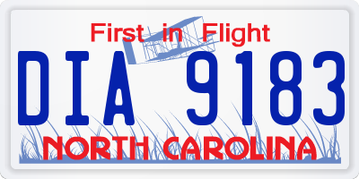 NC license plate DIA9183
