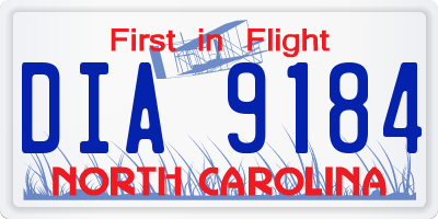 NC license plate DIA9184