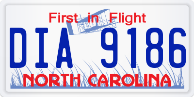 NC license plate DIA9186
