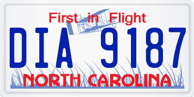 NC license plate DIA9187