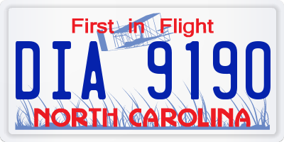 NC license plate DIA9190