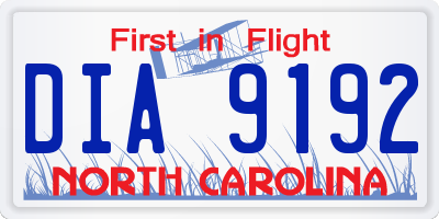 NC license plate DIA9192