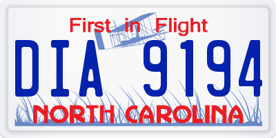 NC license plate DIA9194