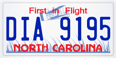 NC license plate DIA9195
