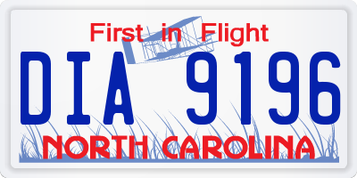 NC license plate DIA9196