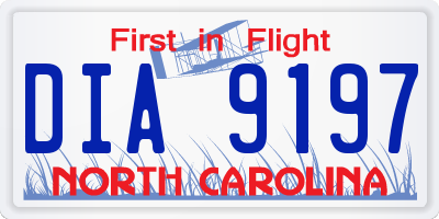 NC license plate DIA9197
