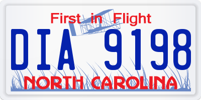NC license plate DIA9198
