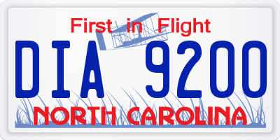 NC license plate DIA9200