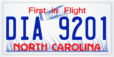 NC license plate DIA9201