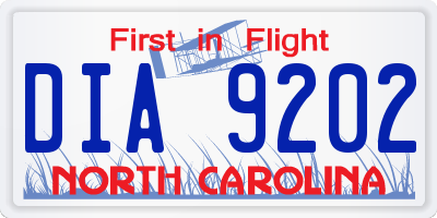 NC license plate DIA9202