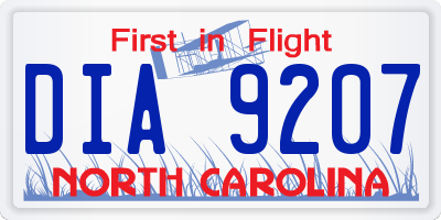 NC license plate DIA9207