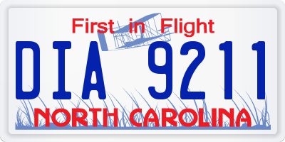 NC license plate DIA9211