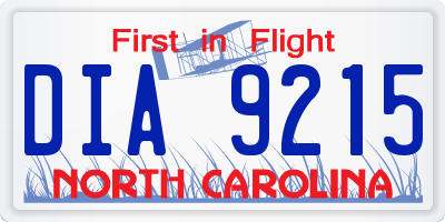 NC license plate DIA9215