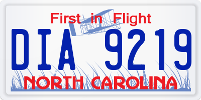 NC license plate DIA9219