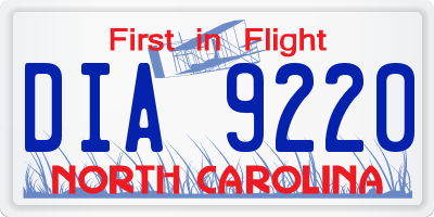 NC license plate DIA9220