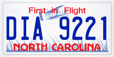 NC license plate DIA9221