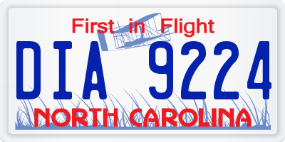 NC license plate DIA9224