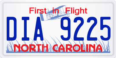 NC license plate DIA9225