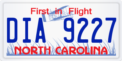 NC license plate DIA9227