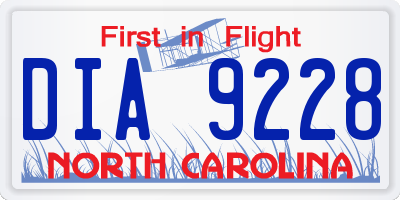 NC license plate DIA9228
