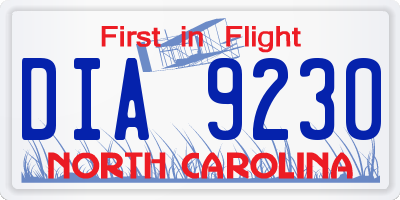 NC license plate DIA9230