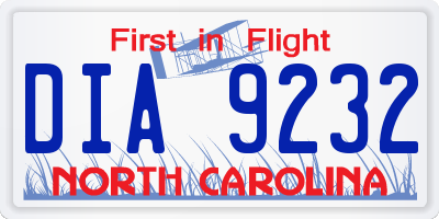NC license plate DIA9232