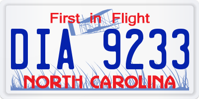 NC license plate DIA9233