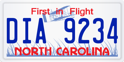 NC license plate DIA9234