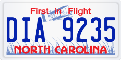 NC license plate DIA9235