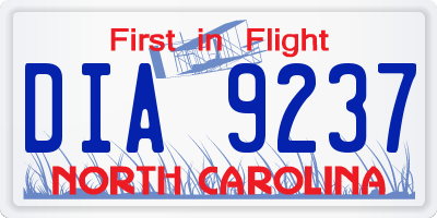 NC license plate DIA9237