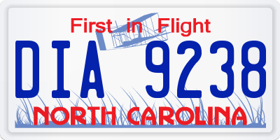 NC license plate DIA9238